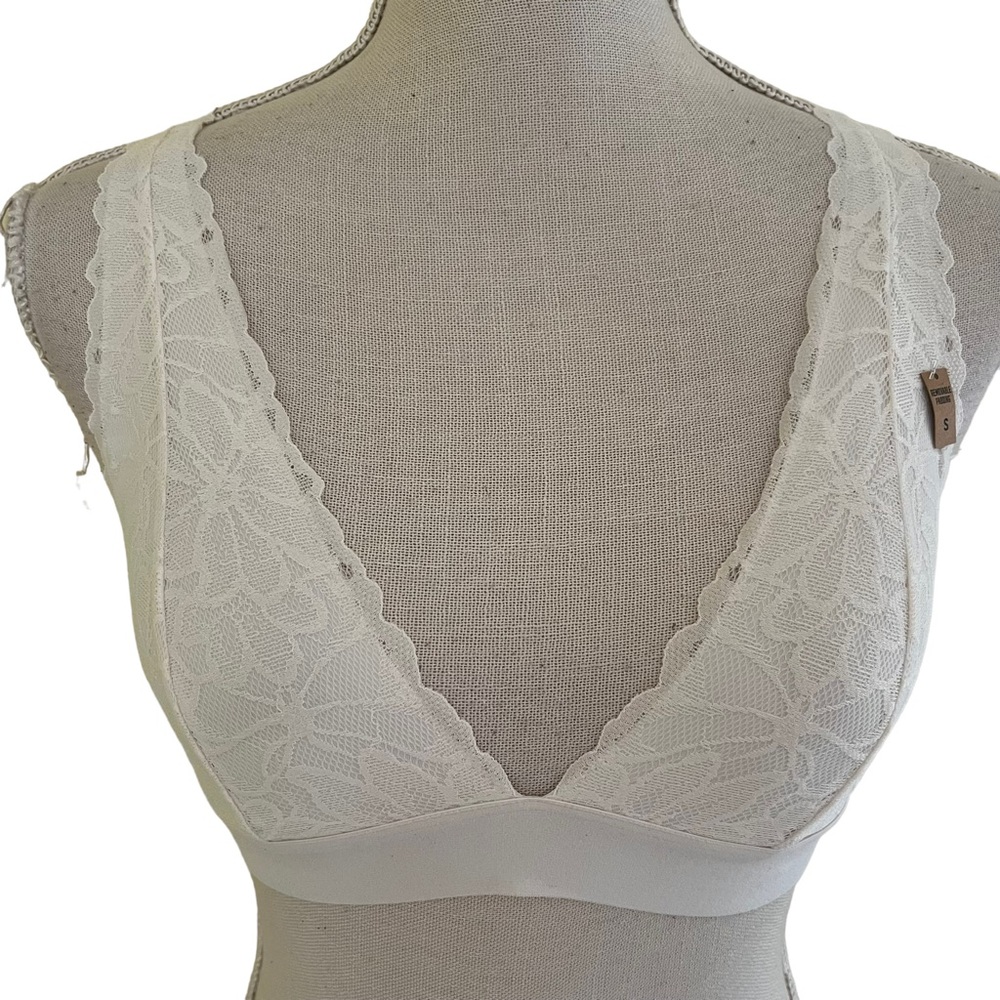 PINK Victoria's Secret Cream Lace Strappy Halter Neck Padded Bralette S
